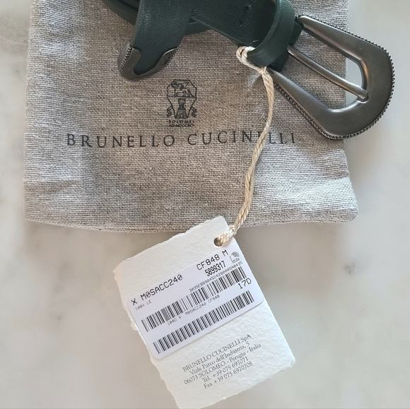 Brunello Cucinelli Leather Belt, Size Medium, Green, NWT - Picture 4 of 16